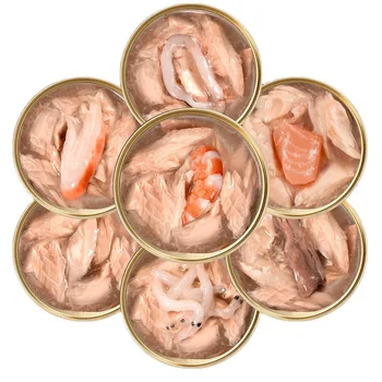 wholesale pet canned Tuna Free-range Chicken Canned Cat Wet Food Nutrition Can Combination Pack 80g*7 cat food