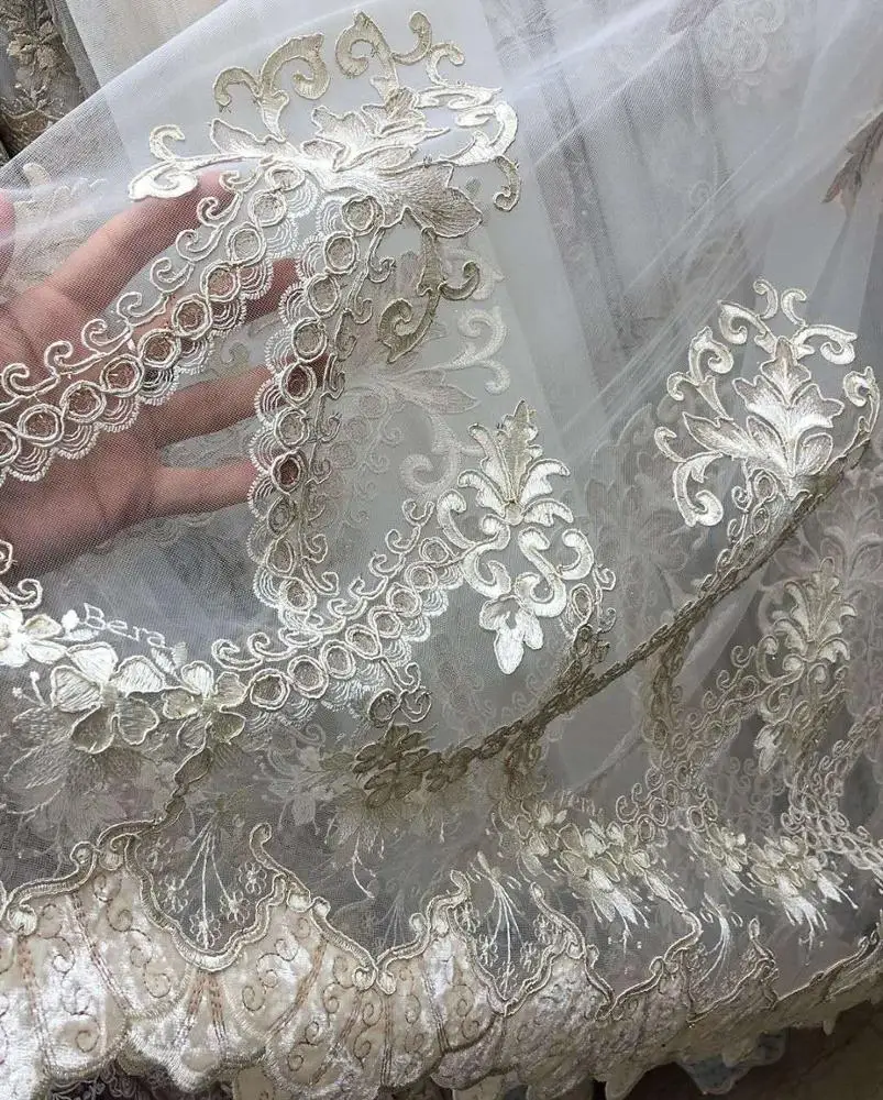 Newest Design Turkish Style Embroidered Sheer Fabric Embroidered Curtain