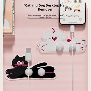 Desktop Cable Manager Side Mobile Phone Charging Cable Storage Clip Hook Plastic Data Cable Holder for Living Room