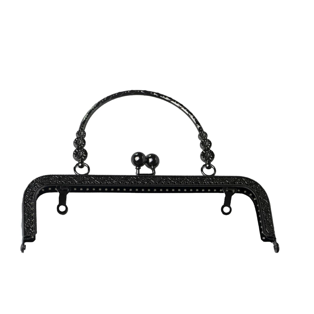 20CM/25CM Rectangle Embossing Beads Kiss Metal Purse Frame Clasp Sewing Lock for DIY Purse Bag Fashion Women's Clutch Bags