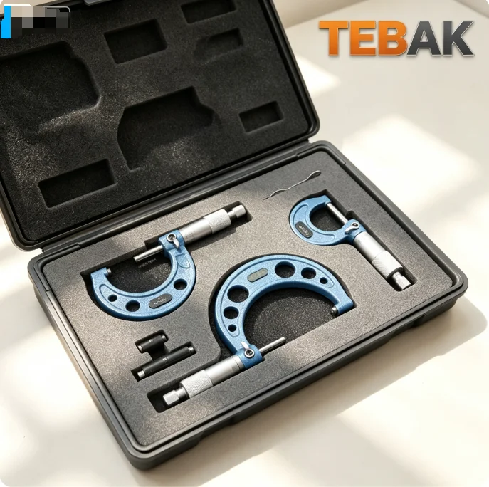 0-100mm Spiral External OD Micrometer Set TEBAK High Precision Industrial Outside Diameter Measuring Micrometer Kit 3/4/6 Pcs
