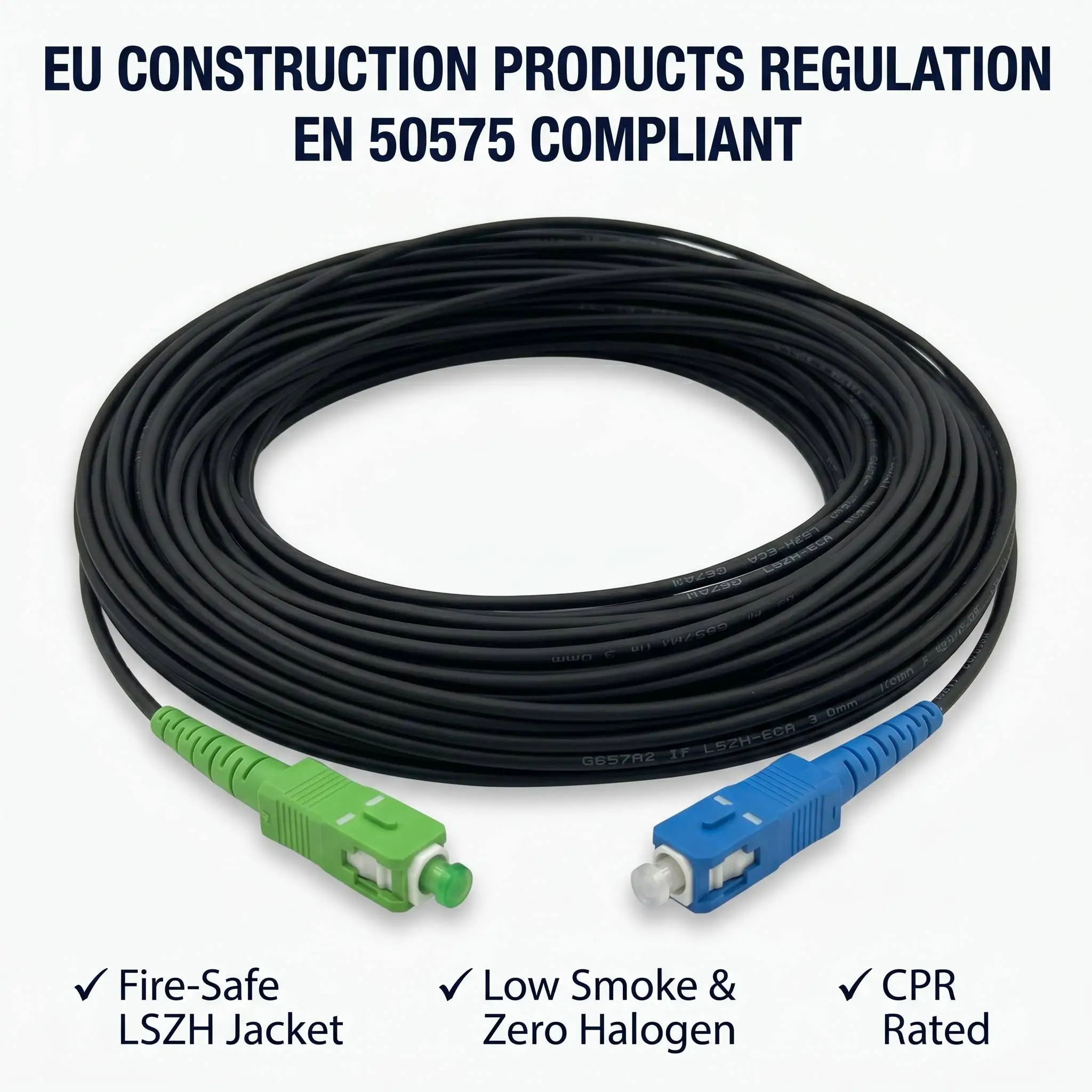 Outdoor SC/APC-SC/UPC Singlemode Fiber Patch Cord G.657A2 3.0mm LSZH Black CPR Drop Cable for FTTH FTTA 5G