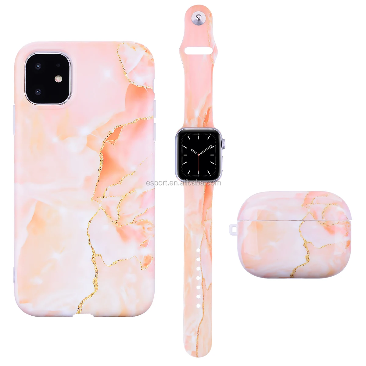 3 In 1 Set Phone Case For Iphone 12 Pro Max 11 Glitter Silicone Marble Phone Case Band For Iwatch Case Set Bundle For Airpod Buy Phone Case With Shoulder Strap Phone Case Set 3 In 1 Phone Case