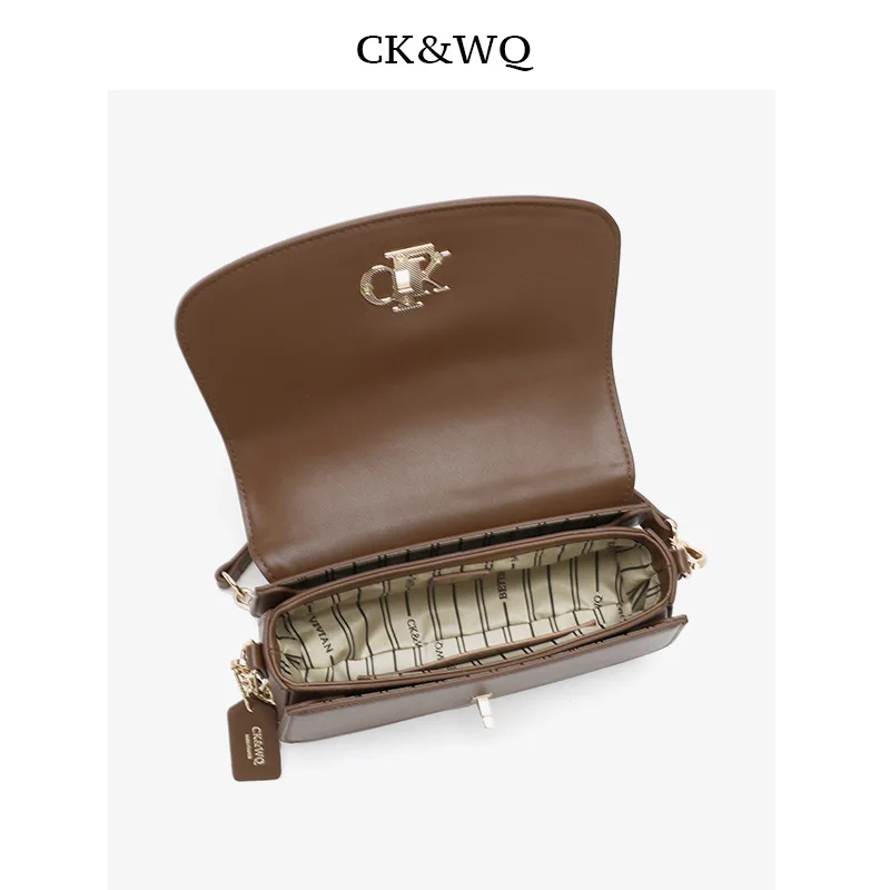 For WQ Women’s 2025 Autumn PU Polyester Messenger Bag High Color Underarm Niche Fashion Shoulder Clasp Closure Seam