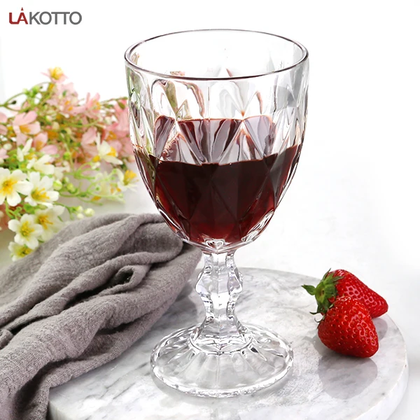 Wholesale Glassware Goblets Glass Wine Goblets Vintage Colored