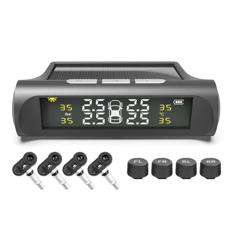 Smart Solar TPMS Car Tire Pressure Alarm Monitor System 4 Wheel External Tyre Sensor Temperature Alert