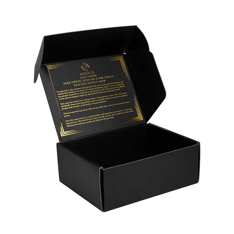 Recyclable Mailer Box Custom Size Logo With Gold Foil Matt Lamination Kraft Corrugated Shipping Flat Pack Packaging Gift Box