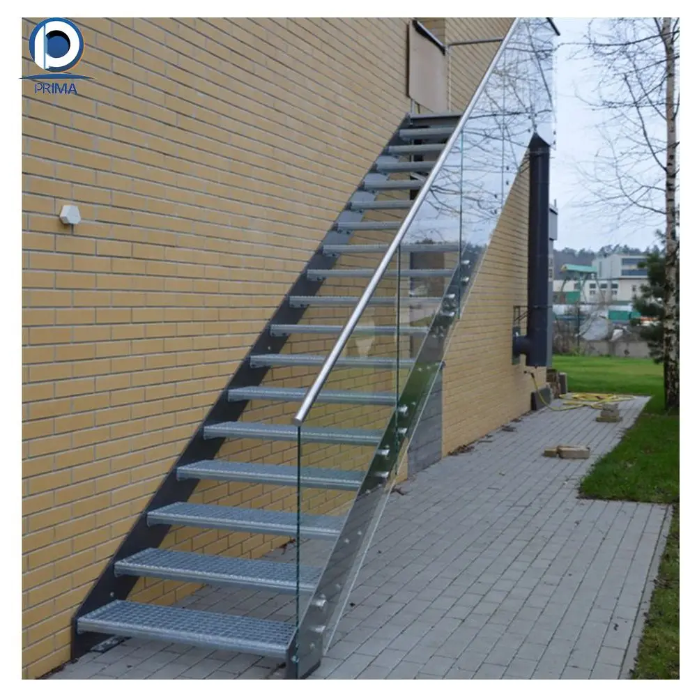 Prima Stairs Modern Central Middle Design Stainless Handrail Steel Staircase Railing Price Stairs