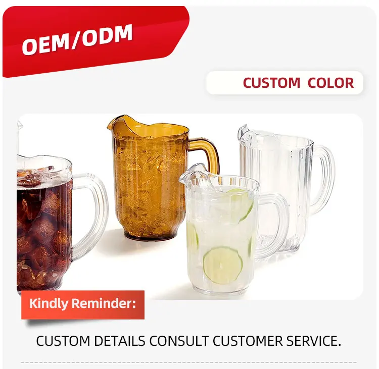 Restaurant Bar Drink Service Reusable Clear Polycarbonate Wine Juice Cup Glass  Ice Cola Lemon Tea Jug Plastic Beer Pitcher factory