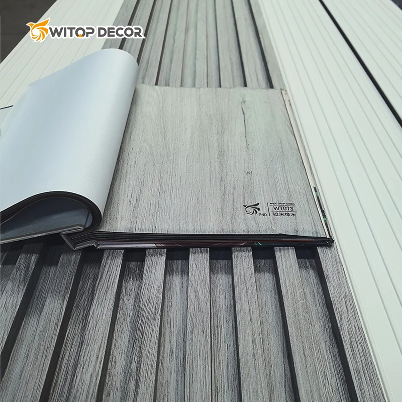 Indoor PVC Wood TV Wall Panel Wooded Paneled WPC for Bedroom Living Room Plastic Wood Decor Surface Easy Interlocking