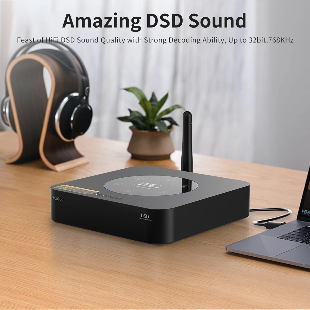 Lavaudio DS601 Desktop HiFi DAC Audio Decoder Customized Driver with AptX-LL/HD & LDAC Bluetooth Receiver for TV/Speaker