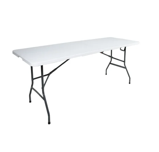 rectangle Plastic trestle folding table with stable HDPE top and strong table leg 6ft  fold in half outdoor  plastic table