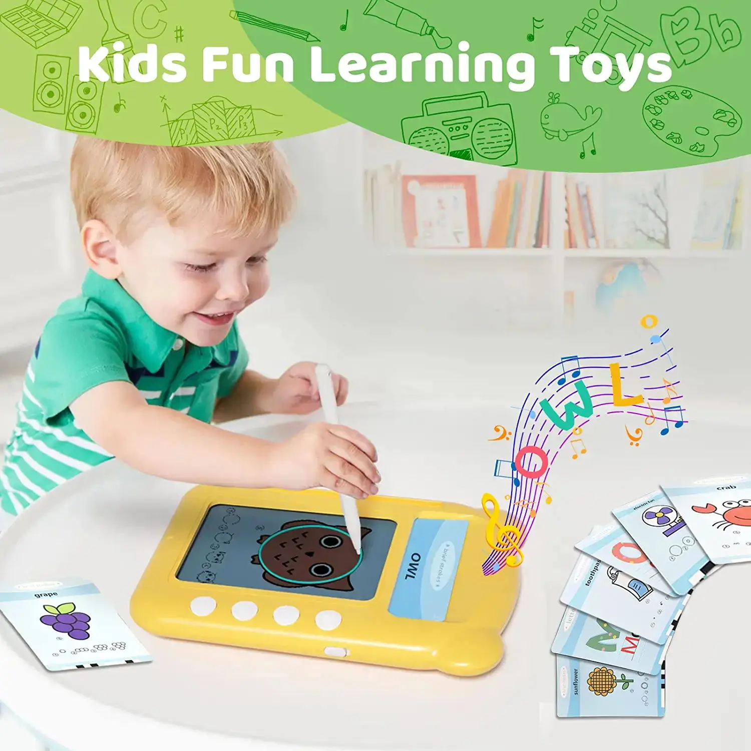 Yellow Flashcard Reading Drawing Training Machine With Alphabet And ...