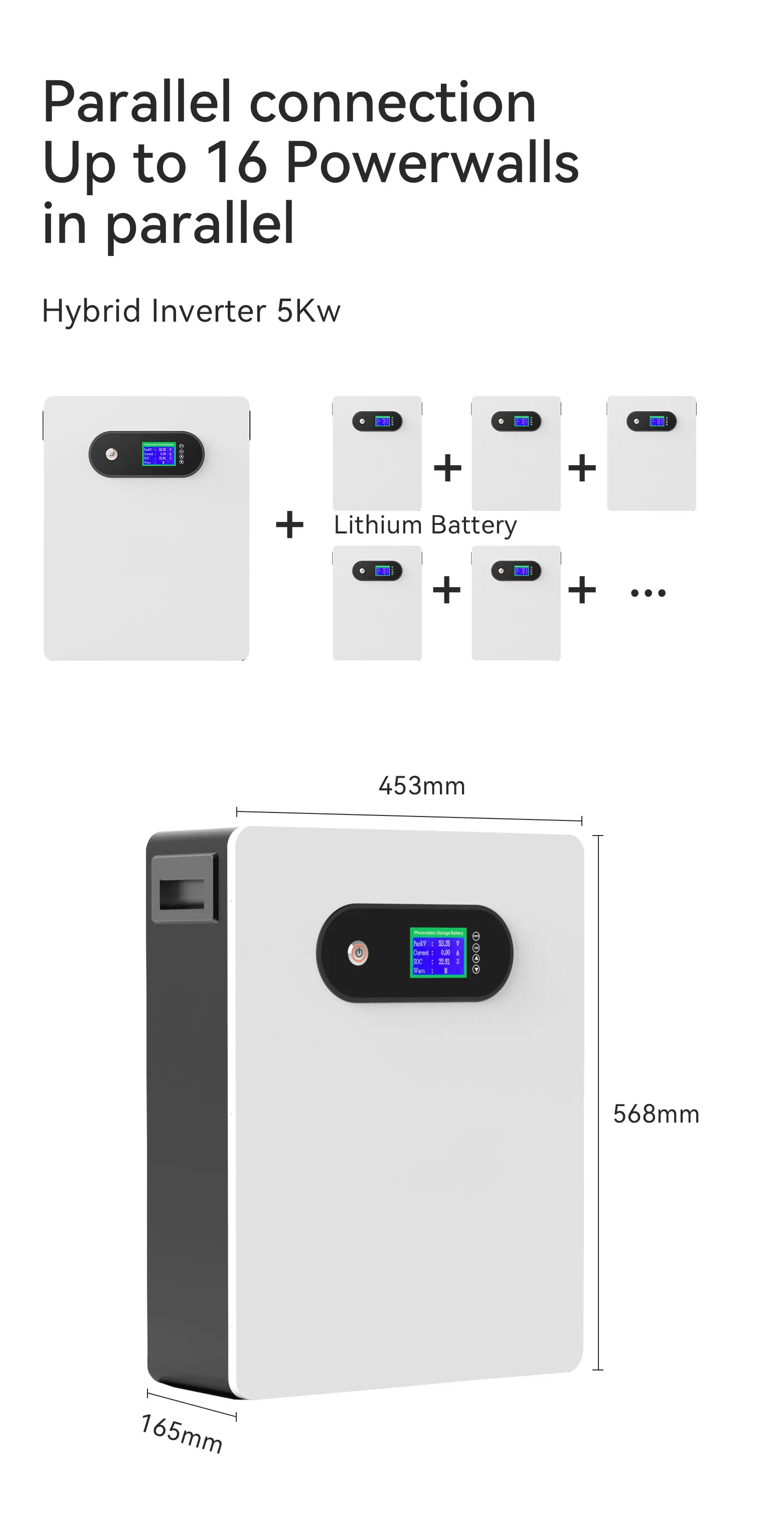 5kw 48v Builtin Smart Bms Wall Mounted Home Install Residential Energy
