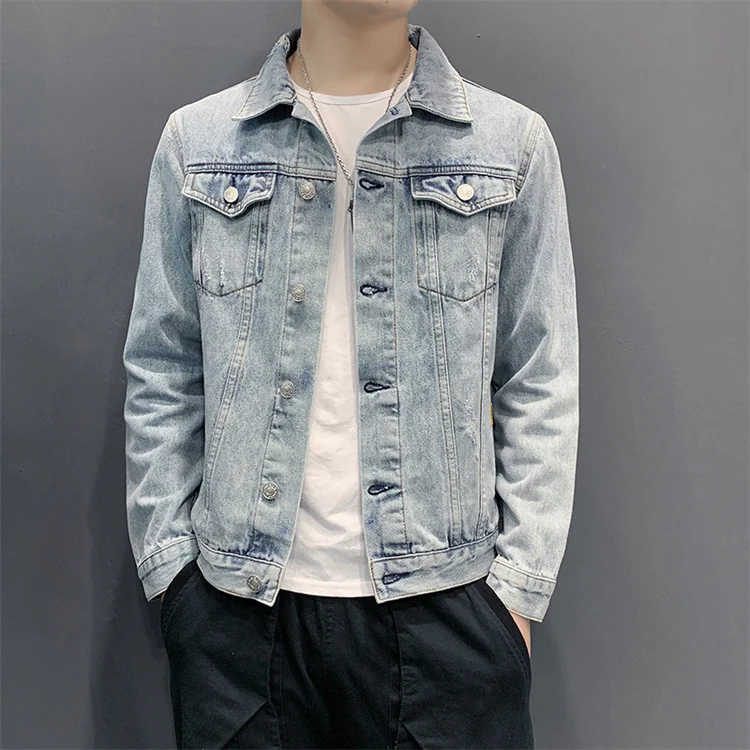 LV 2022 Jaqueta Jeans Masculina De Alta Qualidade Jacquard Folgada Versão  Coreana - Desconto no Preço