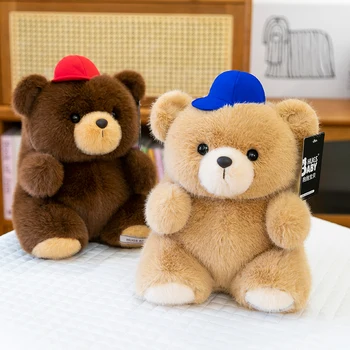 New Plush Animal Fur Toy - Cute Hat Teddy Bear - Soft and High-quality for Children's Gifts