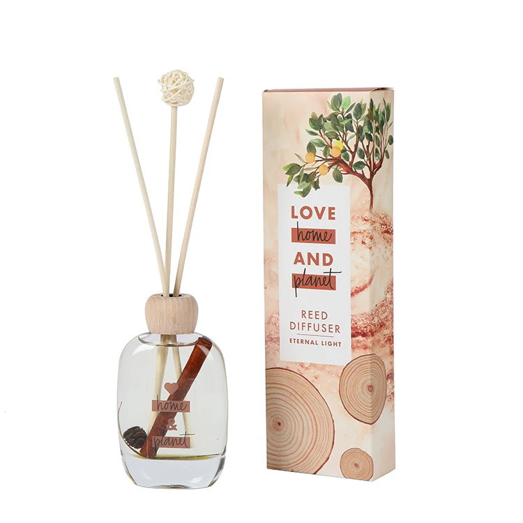 product perfect  reed diffuser gift set  premium wood lid glass bottle  natural rattan sticks  holiday home  office decor gift-12