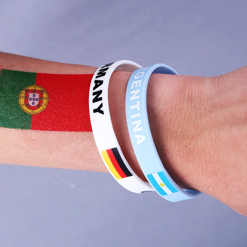 Taffstyle Bracciale in pelle intrecciata, motivo bandiera del