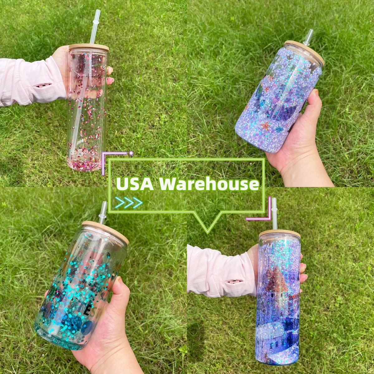 12oz USA Warehouse Crystal Clear Blank Sublimation Snow Globe Glitter  Double Walled Glass Beer Can with Clear Plastic Straw - China 12oz Double  Walled Glass Can and Double Wall Can Glass price