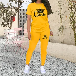 Women's Fashion Casual Set With Printed Logo for Summer Two Piece Set