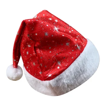 Hot Selling Red Adult Christmas Santa Hats Bronzing Star Velvet Hat Christmas Gift Old Man Dress Up