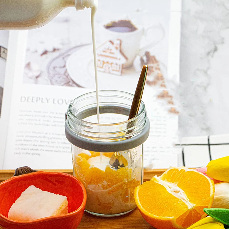 300ML Overnight Oats Jar Confezione da 4 Barattoli di Vetro con