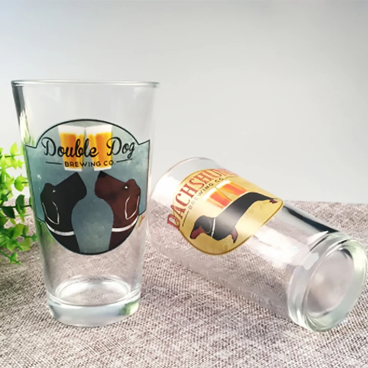 jinbaijia Factory Custom Logo Sublimation Etched Frosted Creative 16oz 473ml Beer Stein Classic Reusable Mutil Colored Pint Beer Glass