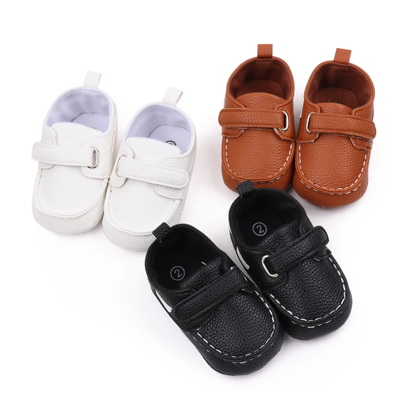 Spring and Autumn Solid Color Leather with Soft Bottom  Baby Toddler Shoes for Boys and Girls
