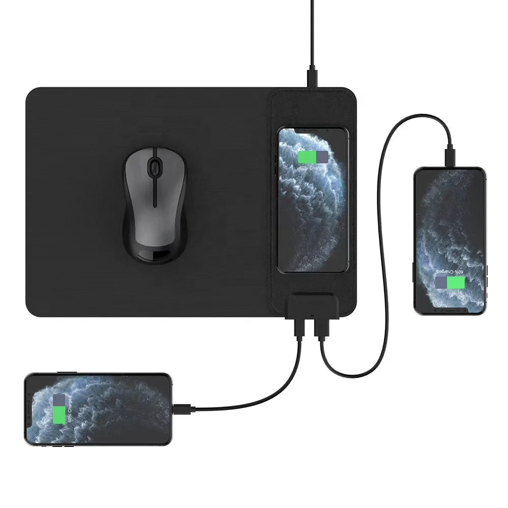 Recycle Foldable Wireless Charger Mouse Pad 2 in One 15W Foldable With 5V 2A USB C Ports for Mobile Phone Fast Charging Mousepad