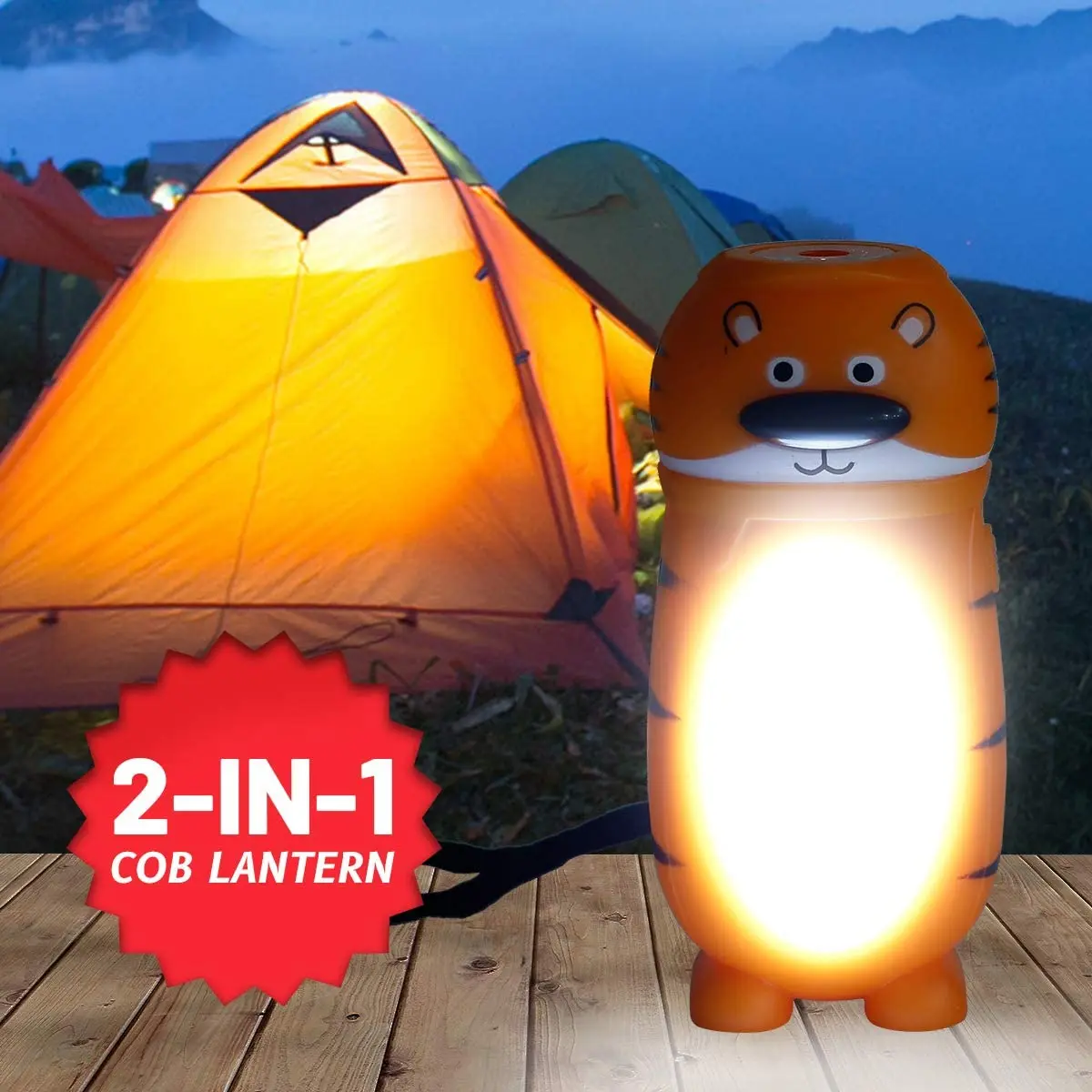 100 lumen mini battery 2 in 1 LED COB cartoon animal children kids camping Torch flashlight night light factory