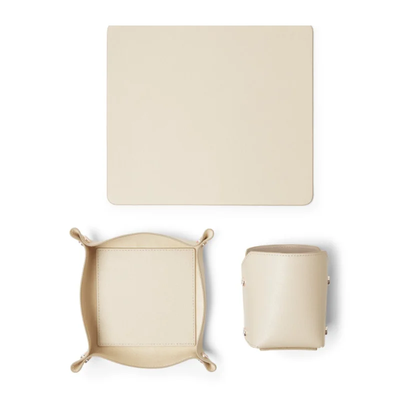 Leather Mouse Pad Pencil Cup Holder Unlined Valet Tray