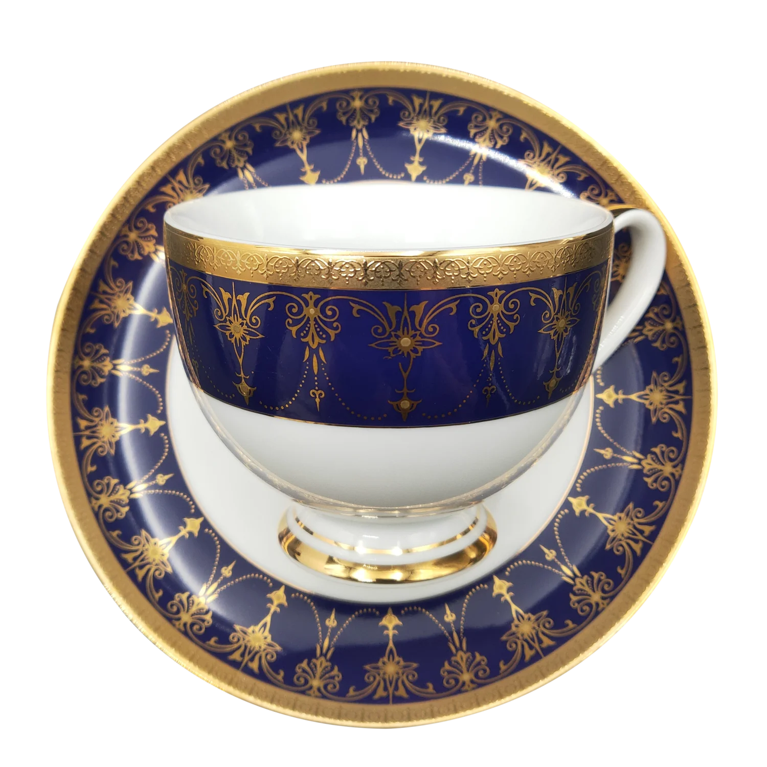 High Quality Embossed Gold Rim Design of Porcelain Plate Tableware Tea Set  of Black Color