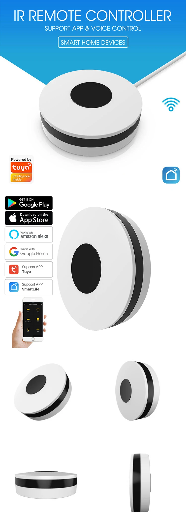 Universal WiFi Tuya Smart IR Remote Controller APP Remote Control Works With Alexa Google Home Smart Home Automation