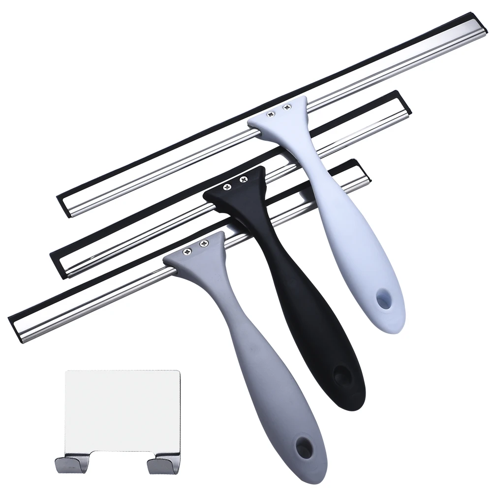 10'' INCH Shower Squeegee Bathroom Cleaning Tool Car Glass Window Cleaner  Plastic Handle Black Grey White Color, image size:1000x1000