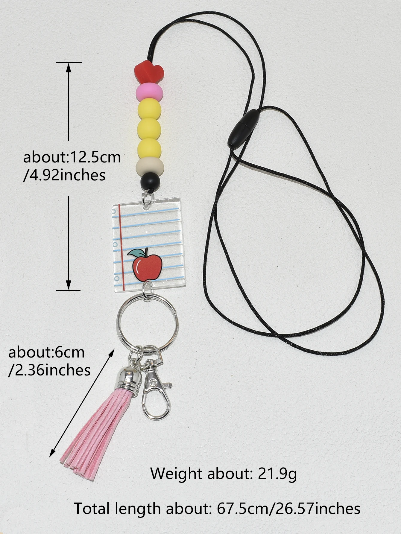 Silicone Heart Shape TEACH Beads Custom Lanyard Keychain With Blank  Monogram Pencil Notebook
