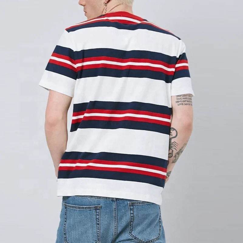 JL1129B Fashion Mens Short Sleeve Multicolor High Quality Striped T Shirt for Men