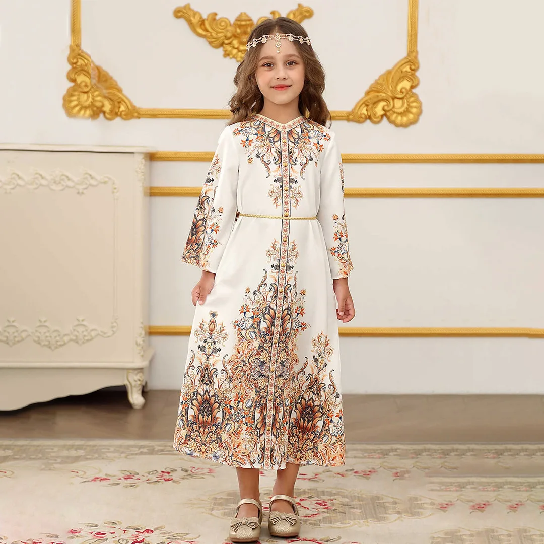 Arabic Girl Dress Name Girls' Arabic Turkish Dubai Abaya Dress Royal Palace  Gown
