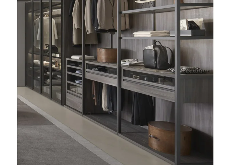 CBMMART Modern Customized Mirrored Wardrobe Glass Door Walk in Closet for Bedroom Furniture