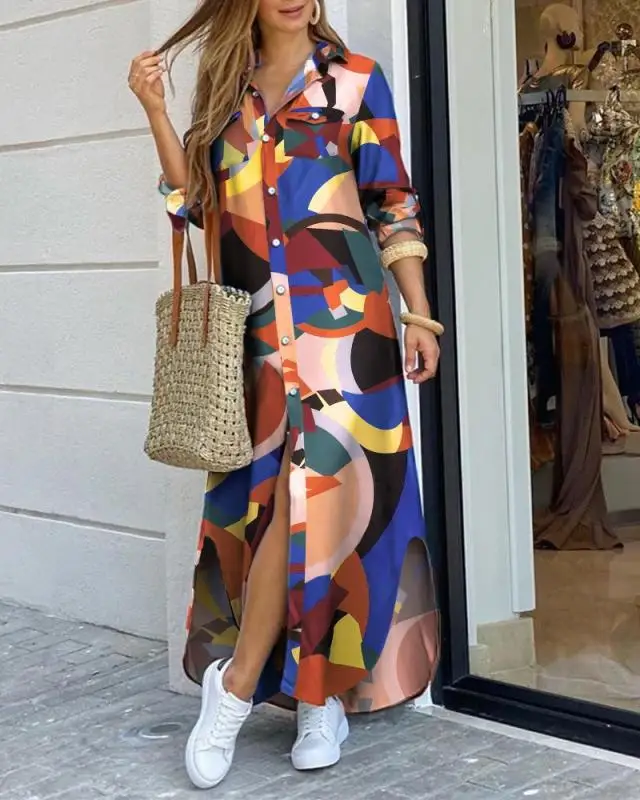 2022 Top Selling Blouse Dress Spring Summer Fashion Casual Long Dress ...