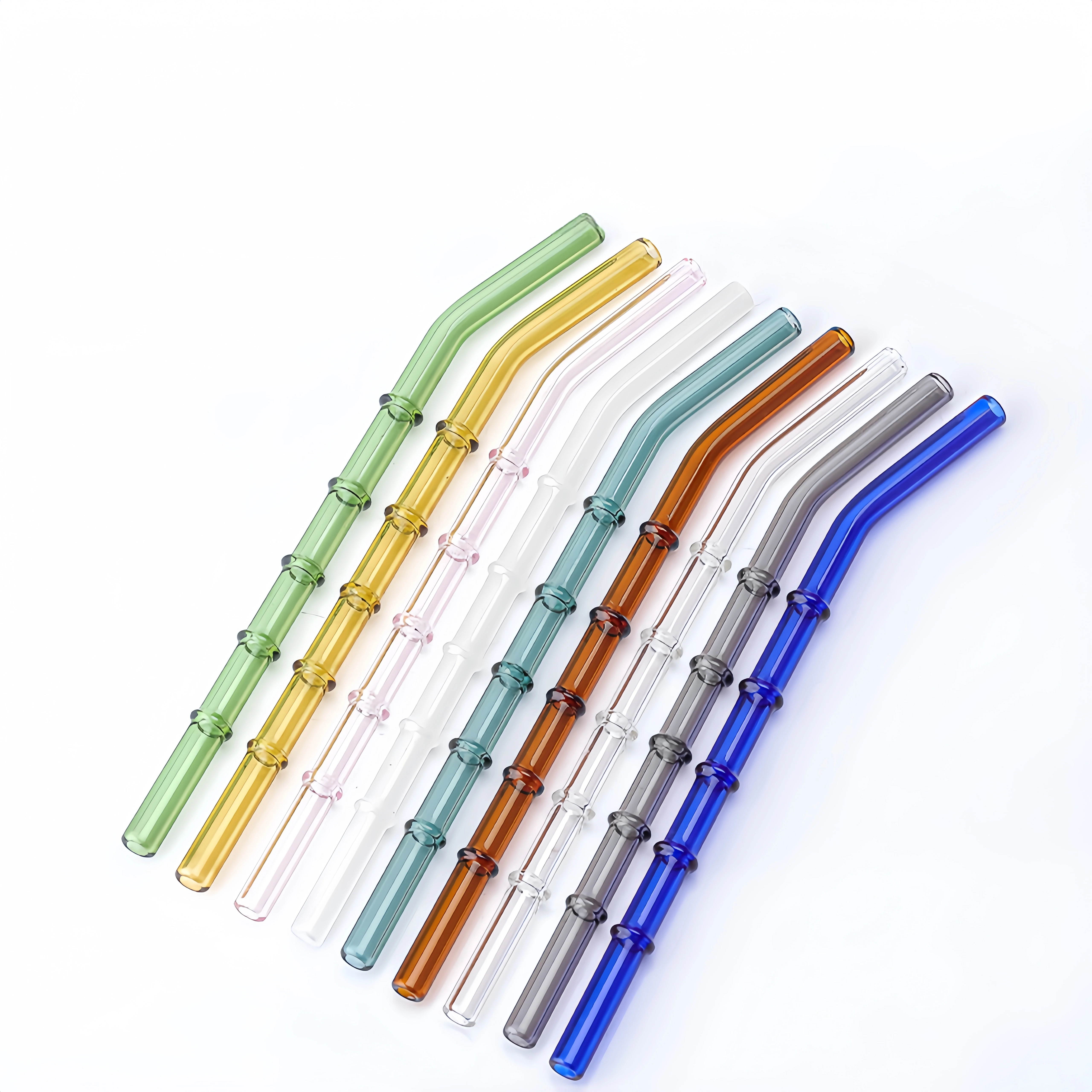 High Borosilicate Glass Drinking Straws Transparent Colored and Eco-Friendly Bent & Straight Clear