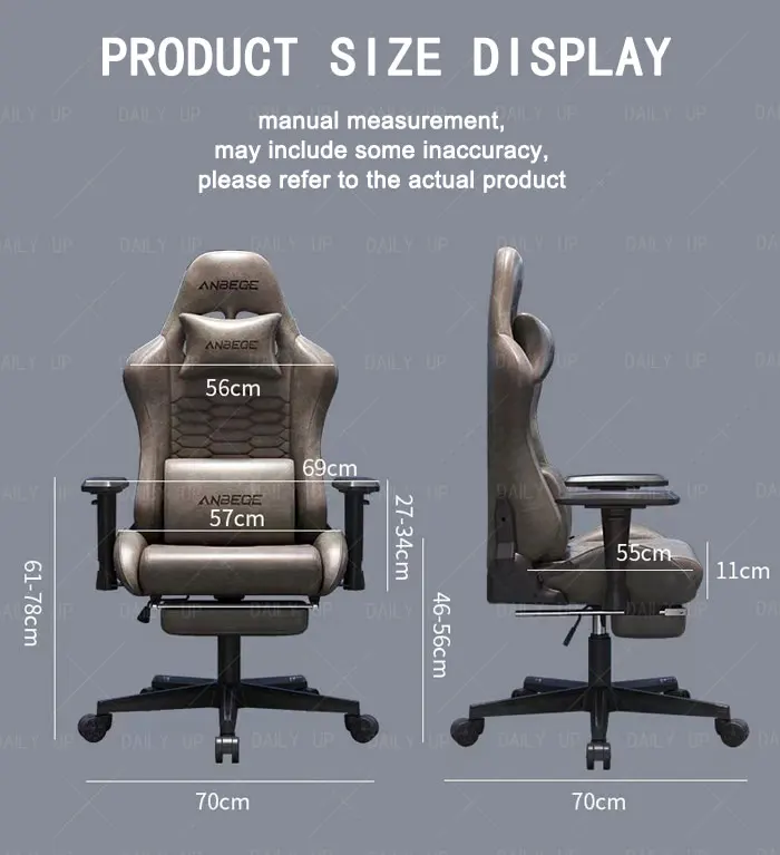 Luxury Faux Leather Gaming Chair With Headrest Footrest Ergonomic Office Computer Chair Swivel Adjustable Recliner Racing Chair