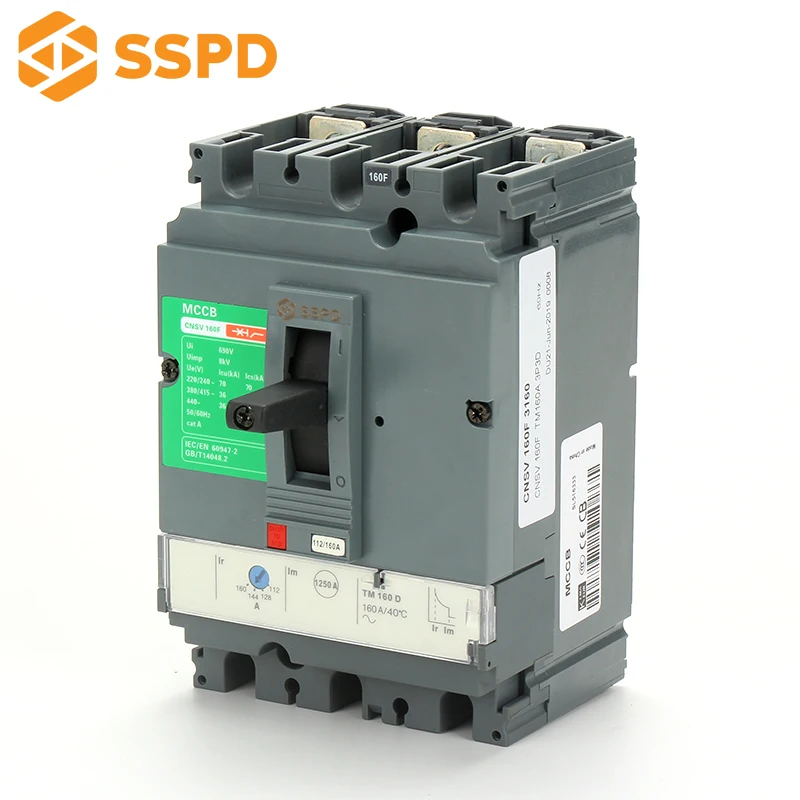 SSPD MCCB Auxiliary Contact Circuit Breaker 3 Phase of CVS 160A with Electrical Switch