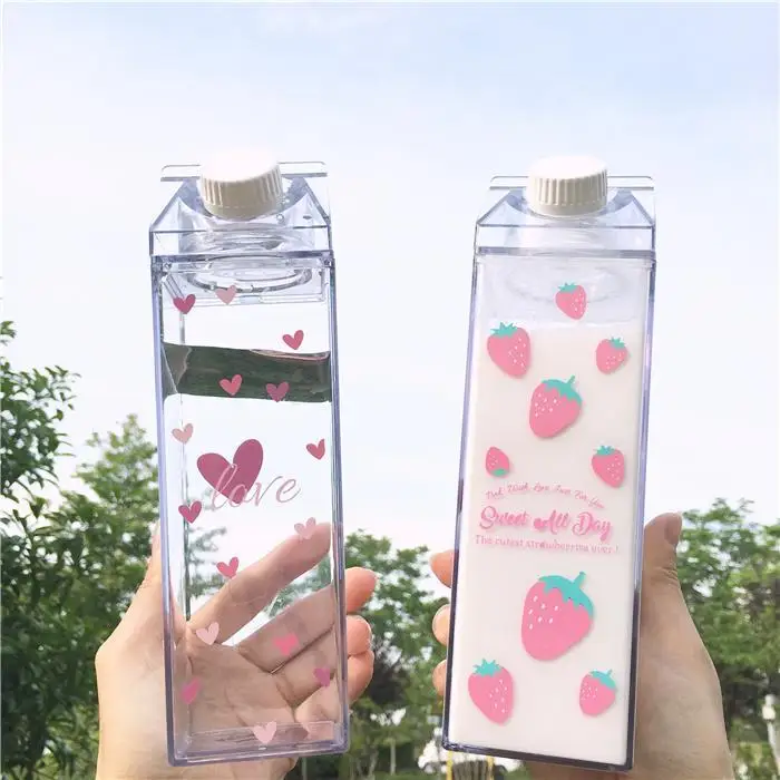 NEW Design PBA FREE Plastic Blank square Water Bottle clear Milk Carton 1000ml clear square Plastic Water Bottle