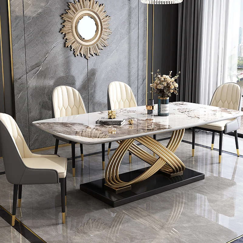 Luxury Unique Design Stainless Steel Dining Tables And Chairs Marble ...