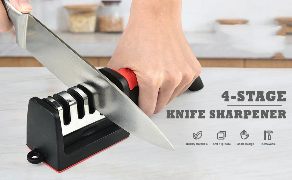 4 In 1 Manual Knife Sharpening Kitchen Accessories 4 Stages Multi Task