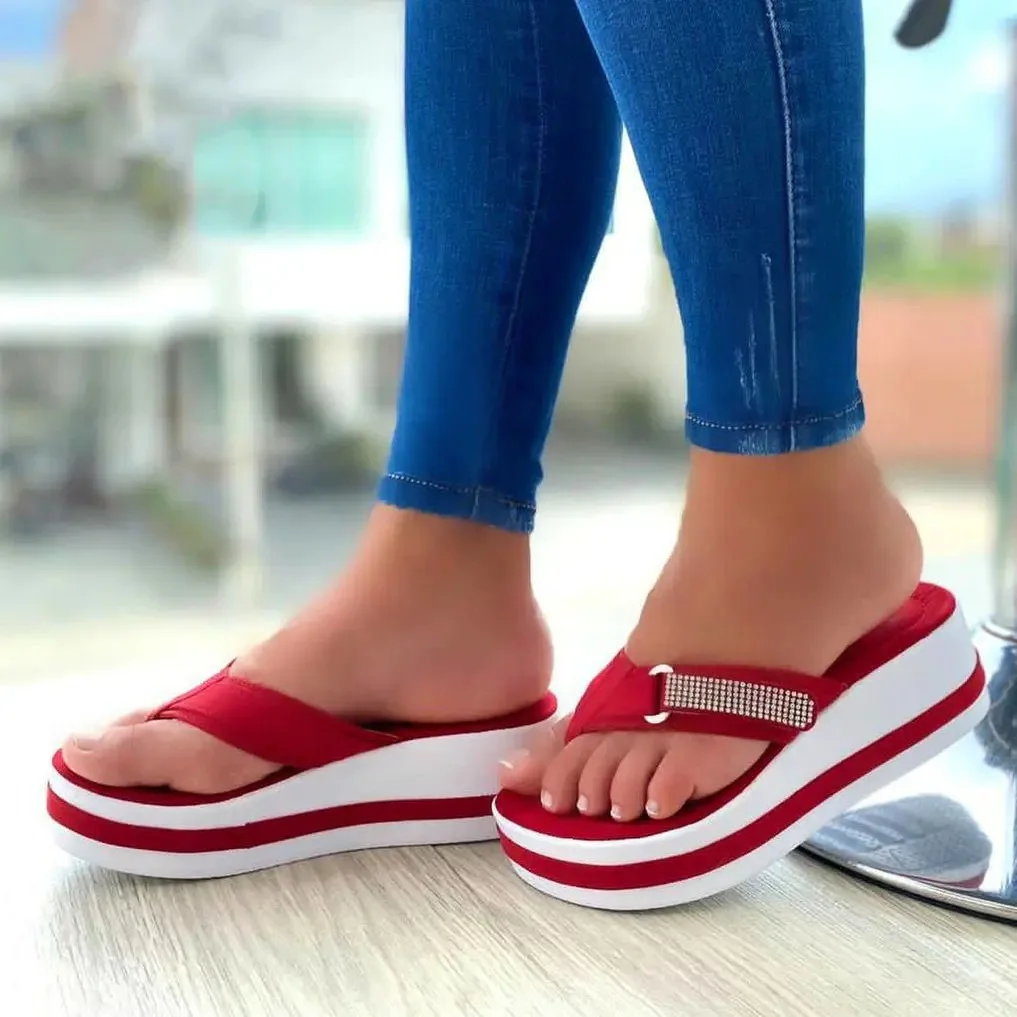Women Summer Flip Flops Shoes Female Wedge Platform Sandal Ladies Thick ...