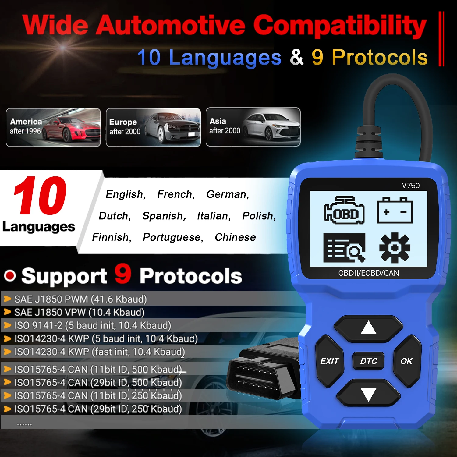 V318 Professional Code Reader Car Scanner Car Diagnostic Tool Check Engine Light Reader Live Data OBD2 Mechanic Scanner - 34