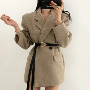 Wholesale Women's Winter Fashion Ladies Solid Color Woolen Coat Oem Odm Clothing