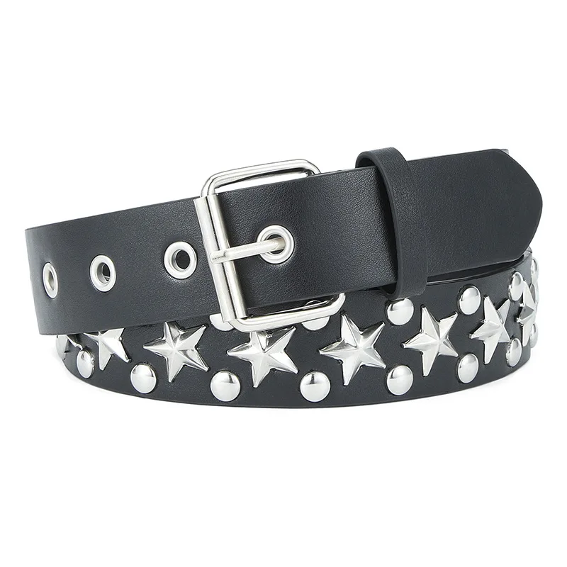 Y2K Star Studded Rivet Belt - Punk Rock Metal PU Leather