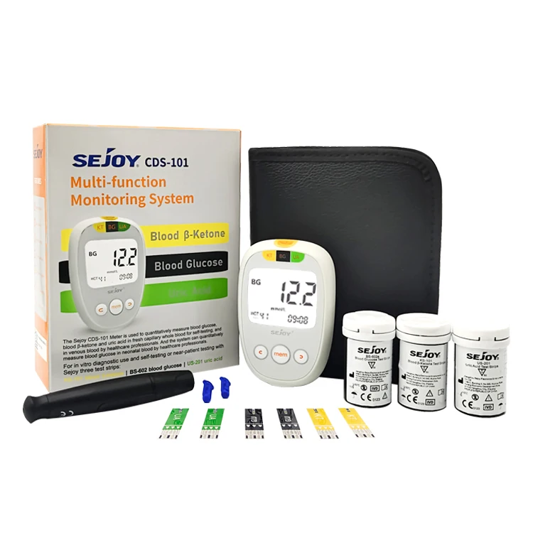 Sejoy 3 in 1 Multi-function Monitor Blood Ketone Uric Acid Meter Glucose Test Strips